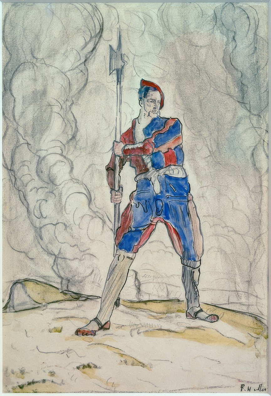 Landsknecht de pie, estudio para la Batalla de Marignano de Ferdinand Hodler