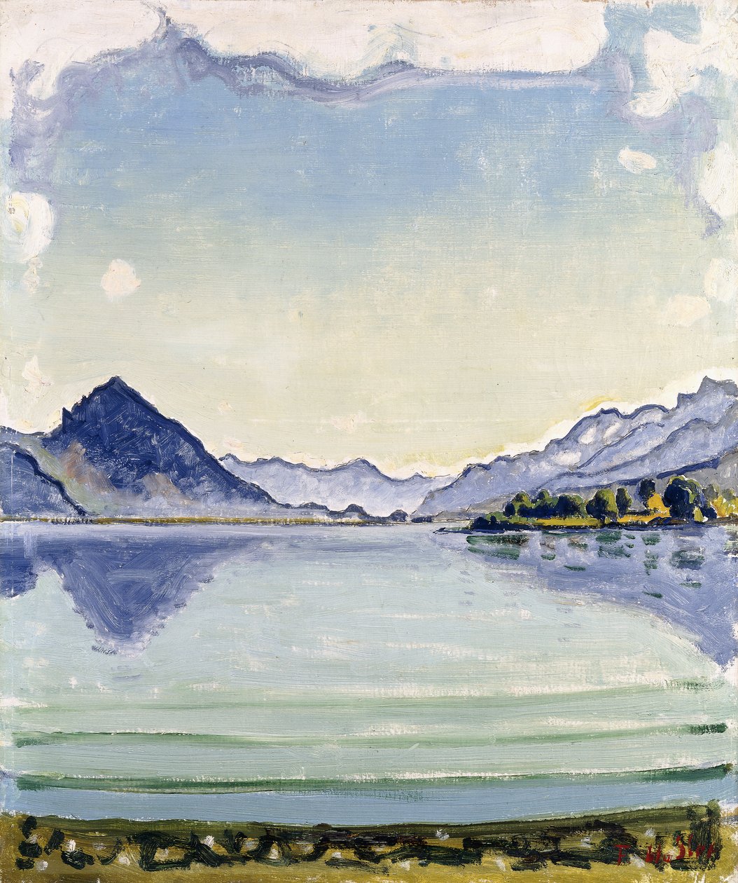 Thunersee en Leissingen, 1909 de Ferdinand Hodler