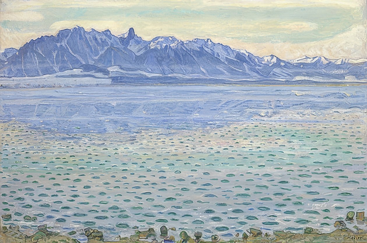 Lago de Thun con la cadena de Stockhorn, 1904 de Ferdinand Hodler