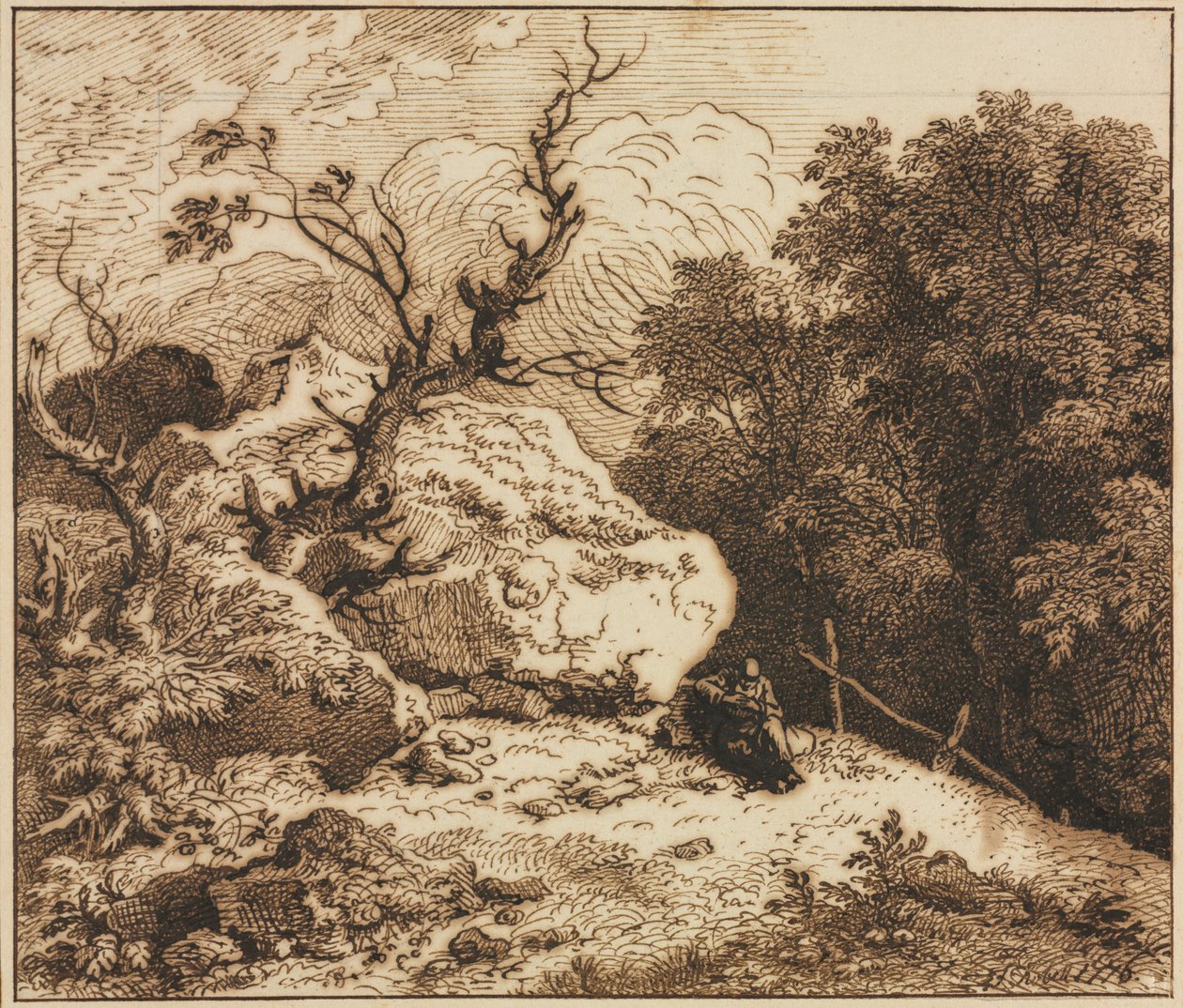 Hermit in a Wooded Landscape de Ferdinand Kobell
