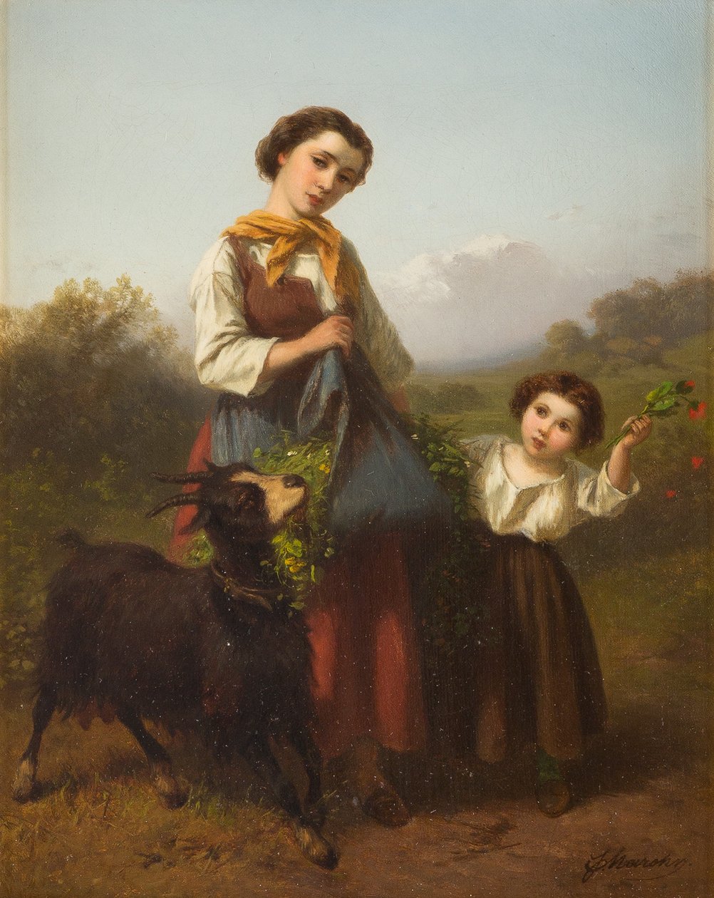 Ferdinand Marohn Joven pastora con niño de Ferdinand Marohn