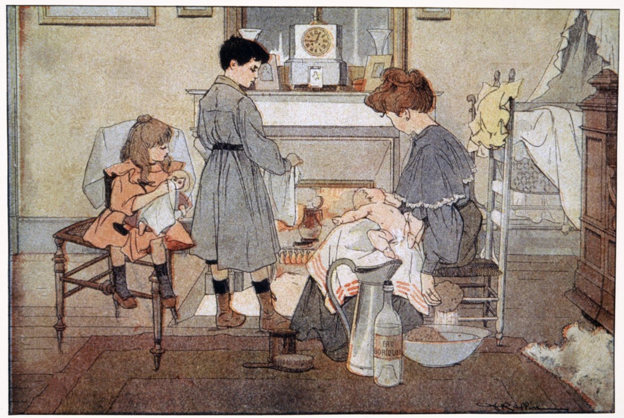 El baño del bebé, c.1930 (impresión) de Ferdinand Raffin