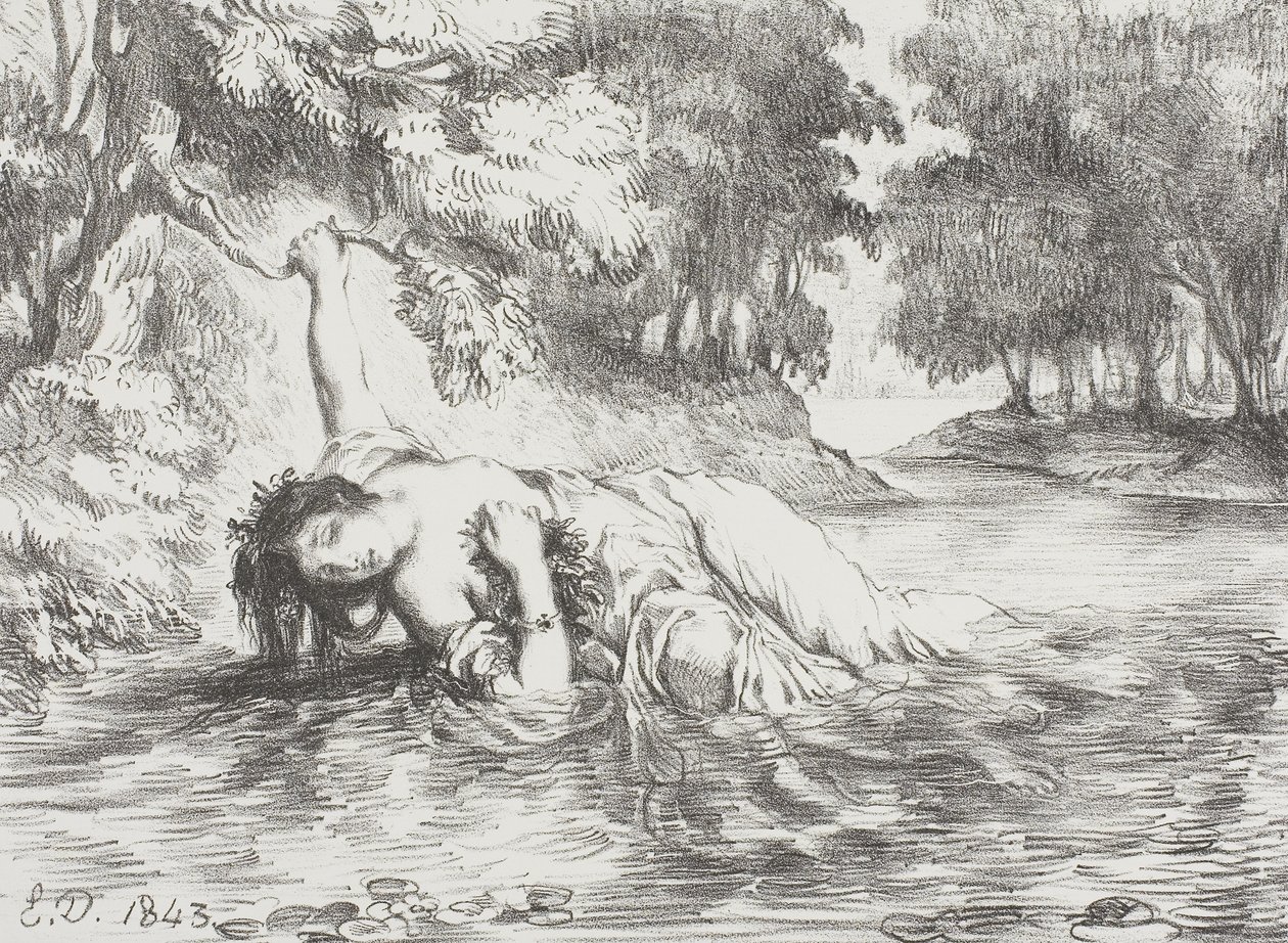 La Muerte de Ofelia, 1843 de Ferdinand Victor Eugene Delacroix