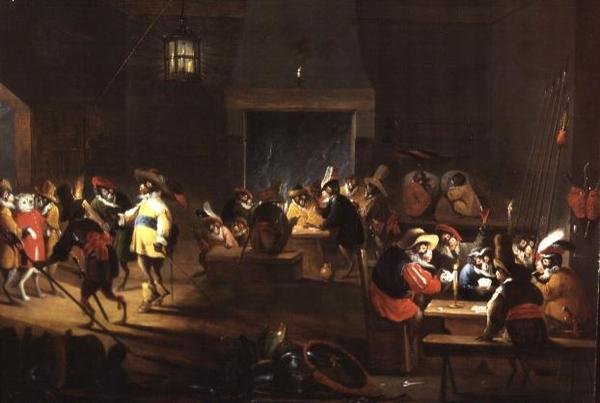 Monos en el interior de una taberna de Ferdinand van Kessel
