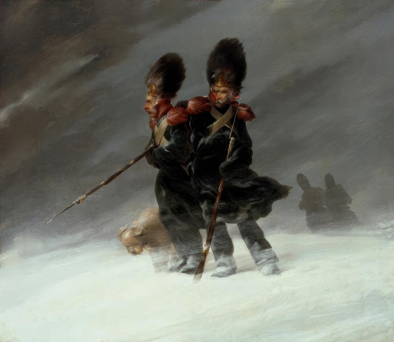 Granaderos en la nieve de Louis Ferdinand von Rayski