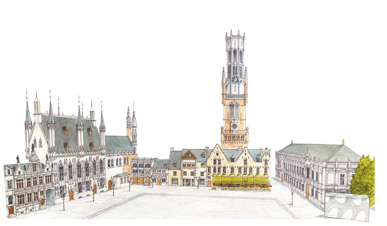 Plaza Burg. Brujas, Bélgica. de Fernando Aznar Cenamor