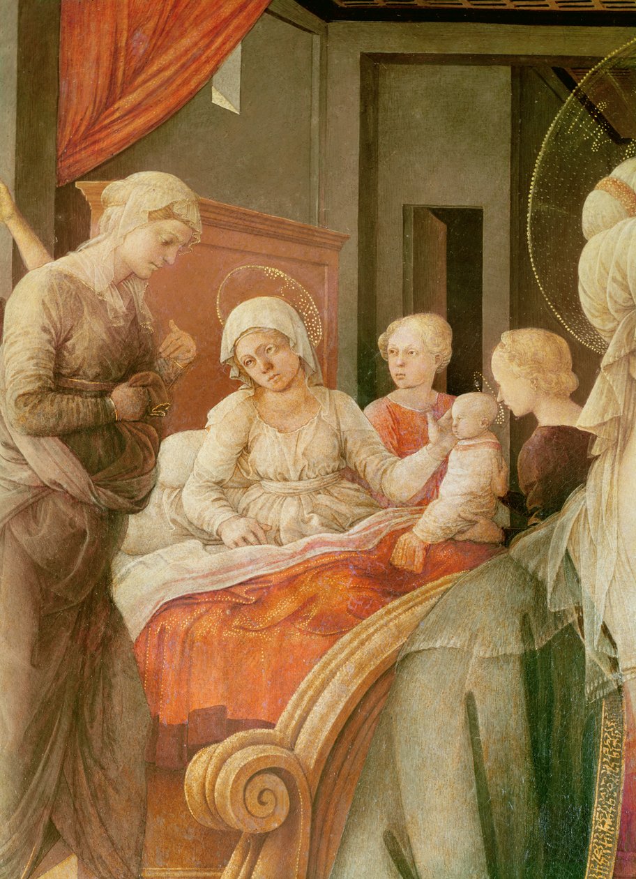 Tondo Bartolini, Madonna y Niño (historia de María), (detalle) de Filippino Lippi