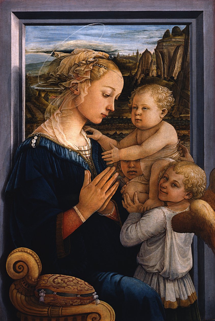 Madonna con el Niño y dos ángeles de Fra Filippo Lippi