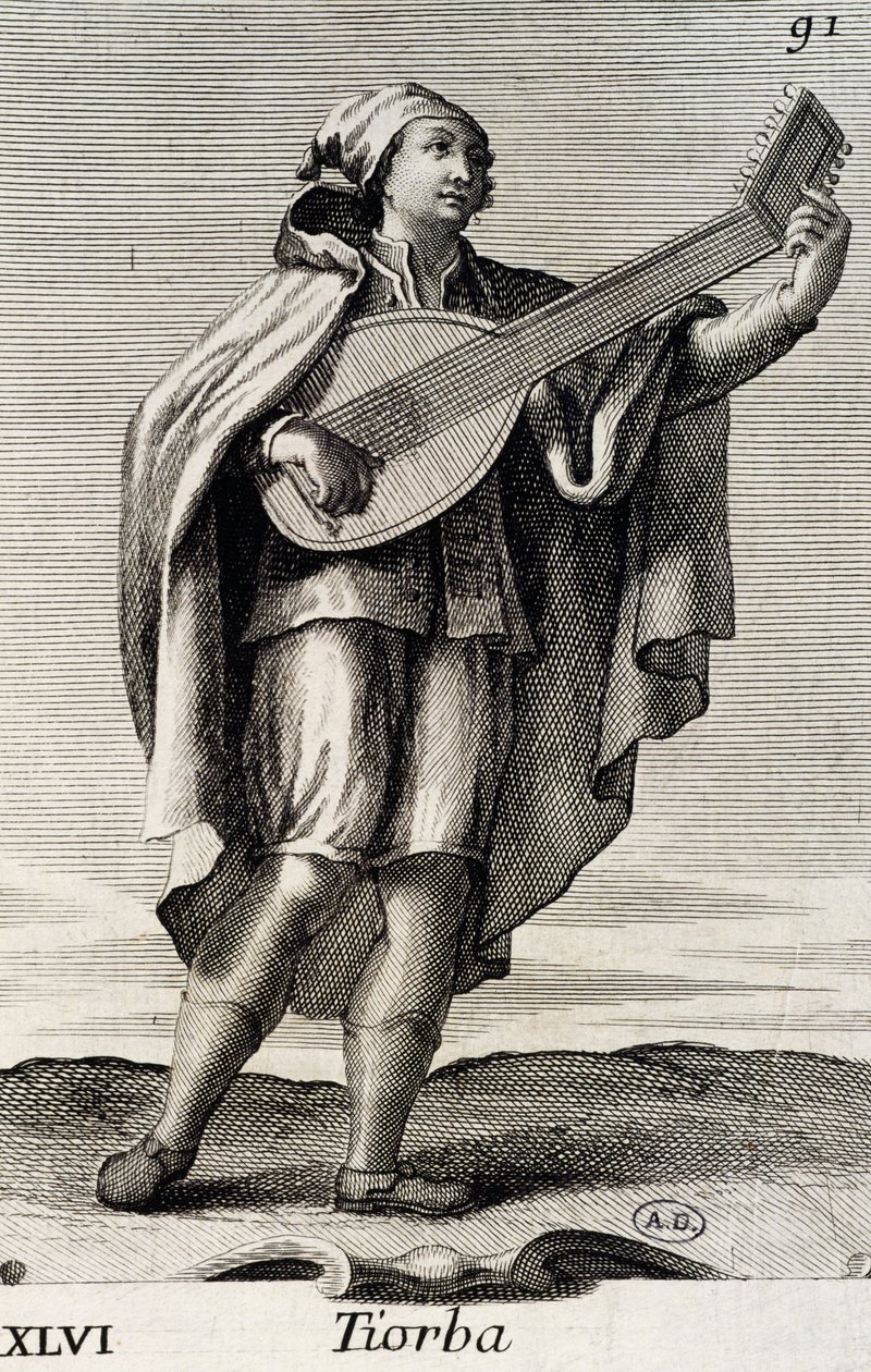 Hombre tocando la tiorba de Filippo Bonanni