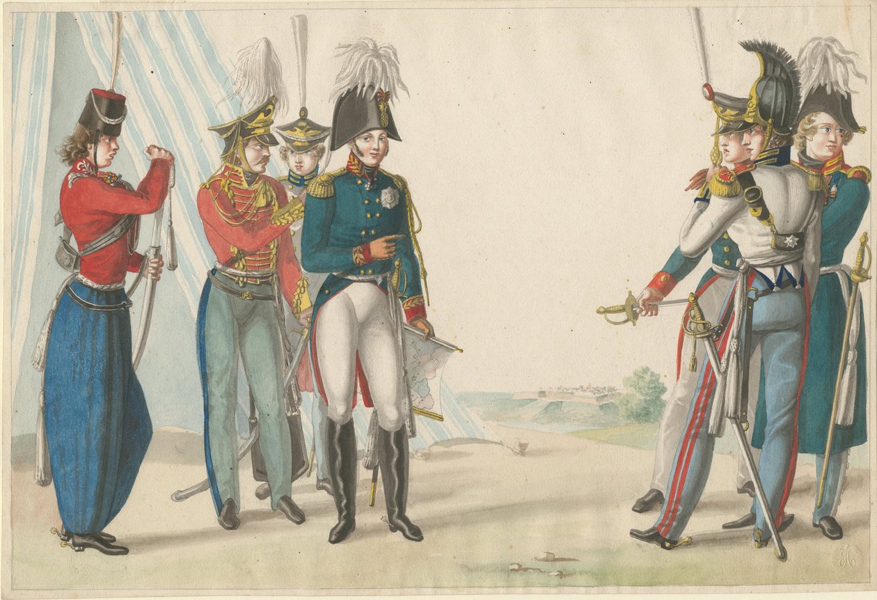 Zar Alejandro I y oficiales rusos, 1815 de Finert