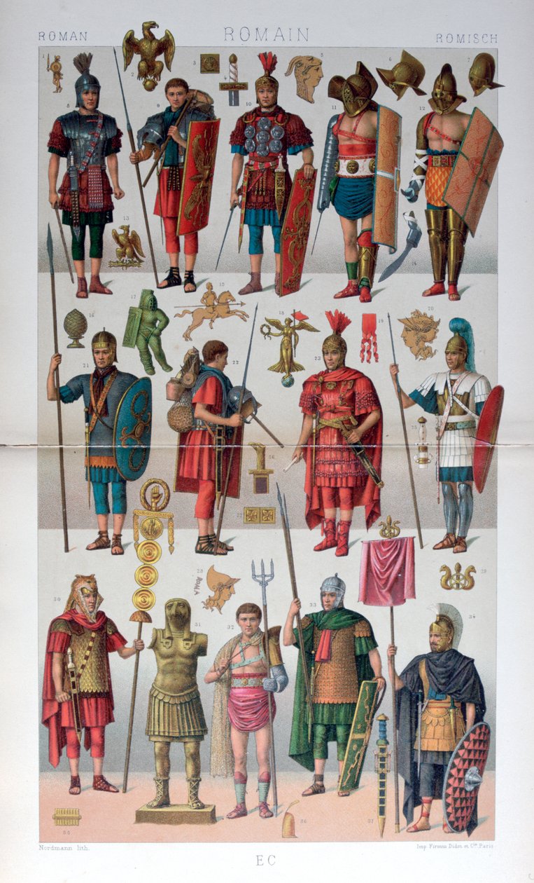 Traje militar y de gladiador romano, c1800-1836 de Firmin Didot