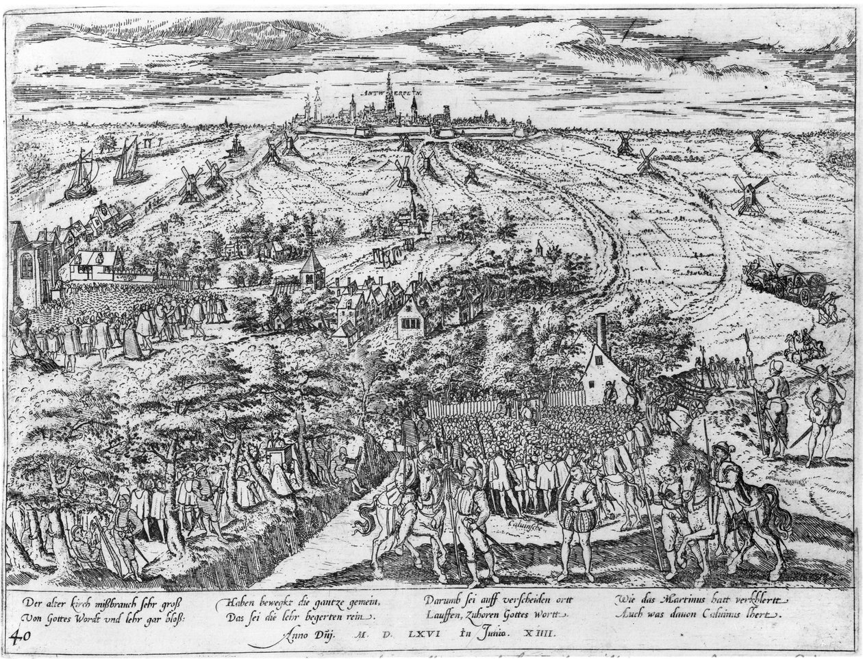 Reunión de Protestantes al Aire Libre alrededor de Amberes, 1576 de Flemish School