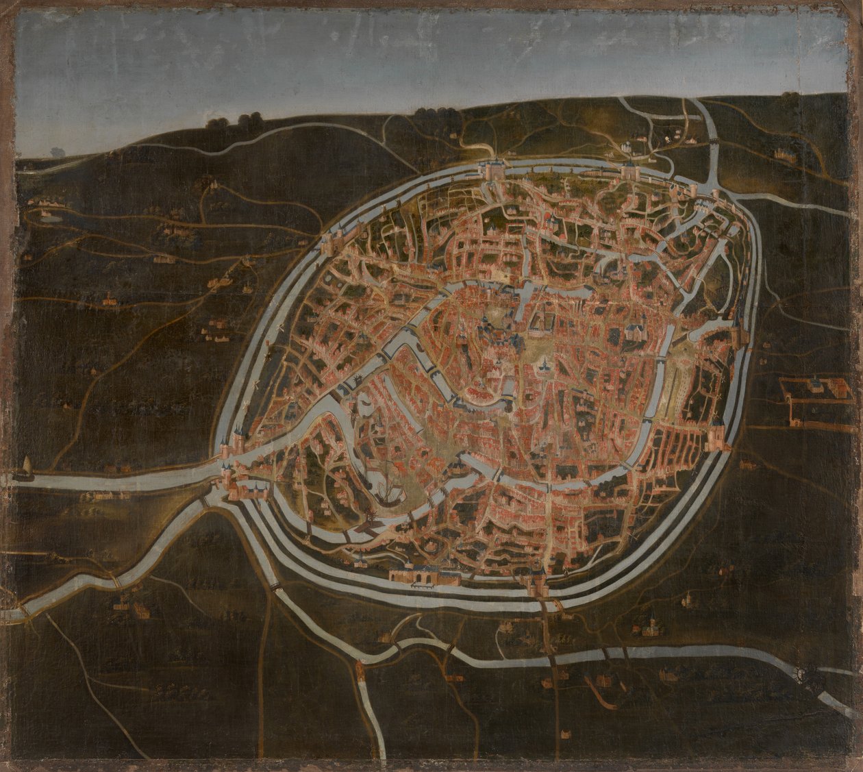 Mapa de Brujas (óleo sobre lienzo) de Flemish School