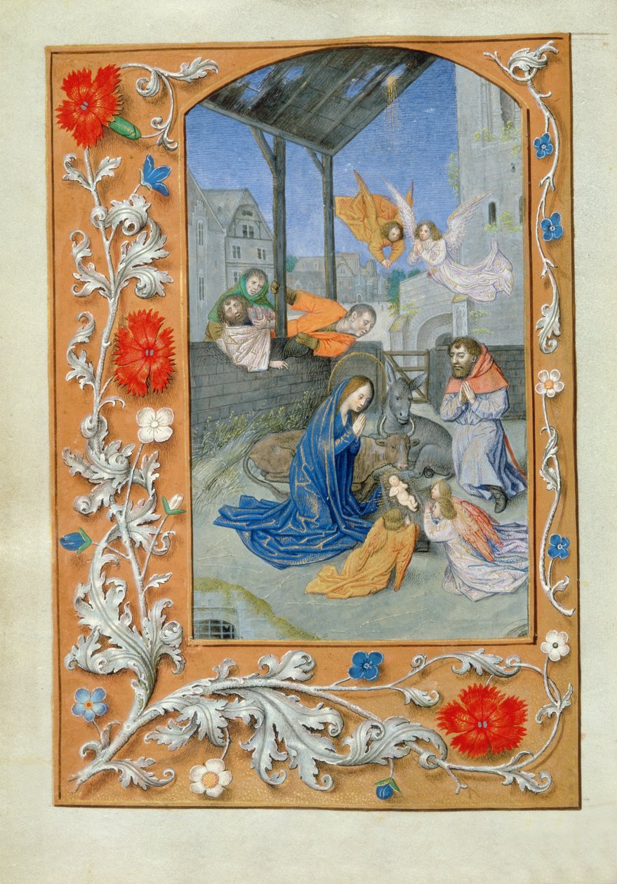 La Natividad, c.1480 (pergamino) de Flemish School