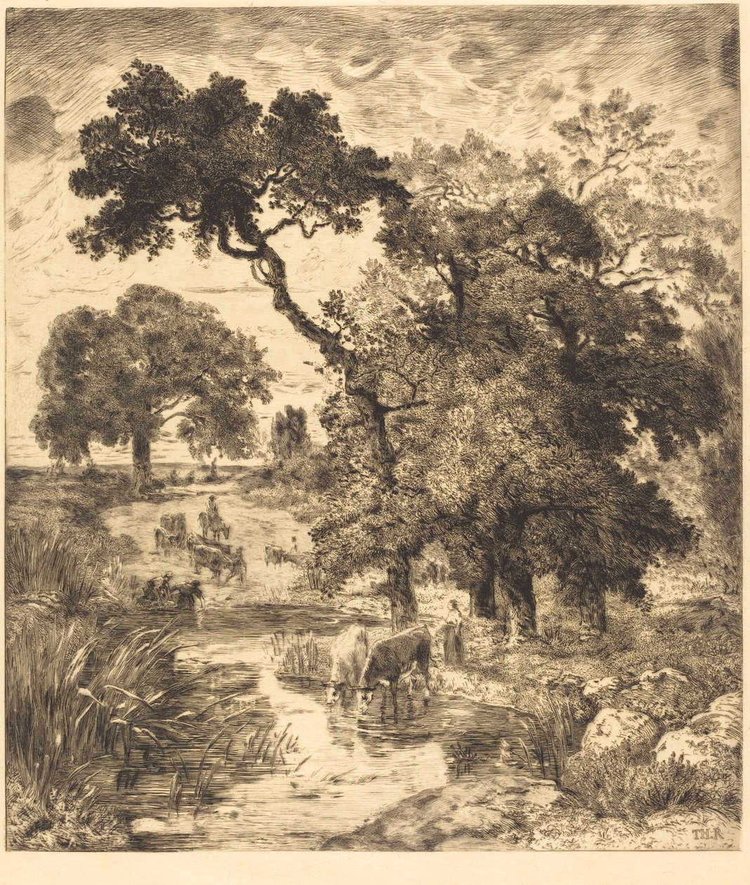 Atardecer de Félix Bracquemond after Théodore Rousseau