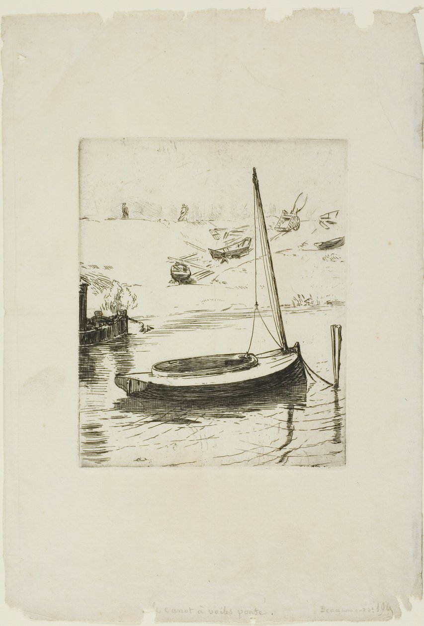 El barco con la vela arriada de Félix Henri Bracquemond