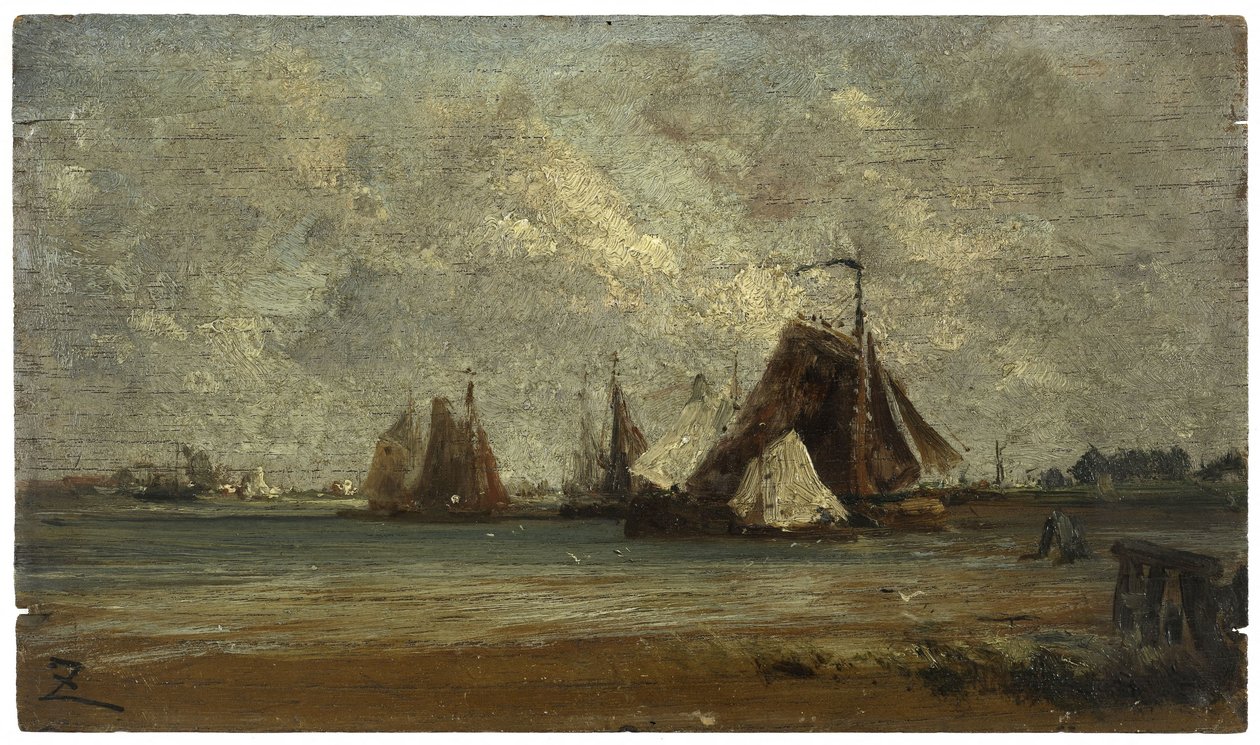 Balandros de pesca, hacia 1852 (óleo sobre madera) de Félix Ziem
