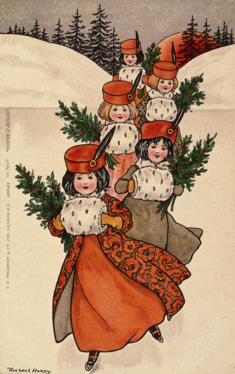 Cinco niñas con manguitos de Florence Hardy