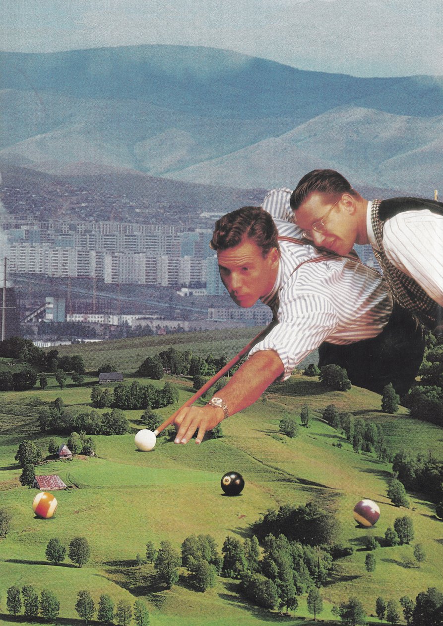 Billar con buenas amigas, 2020 (collage) de Florent Bodart