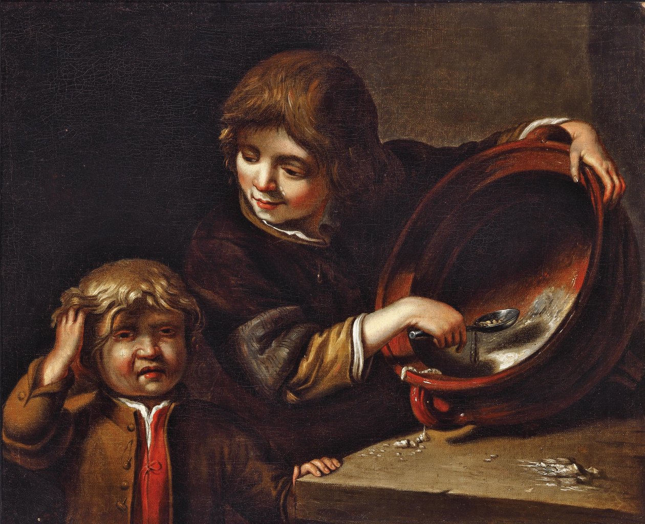 Dos niños en la comida de Follower of Jan Miense Molenaer