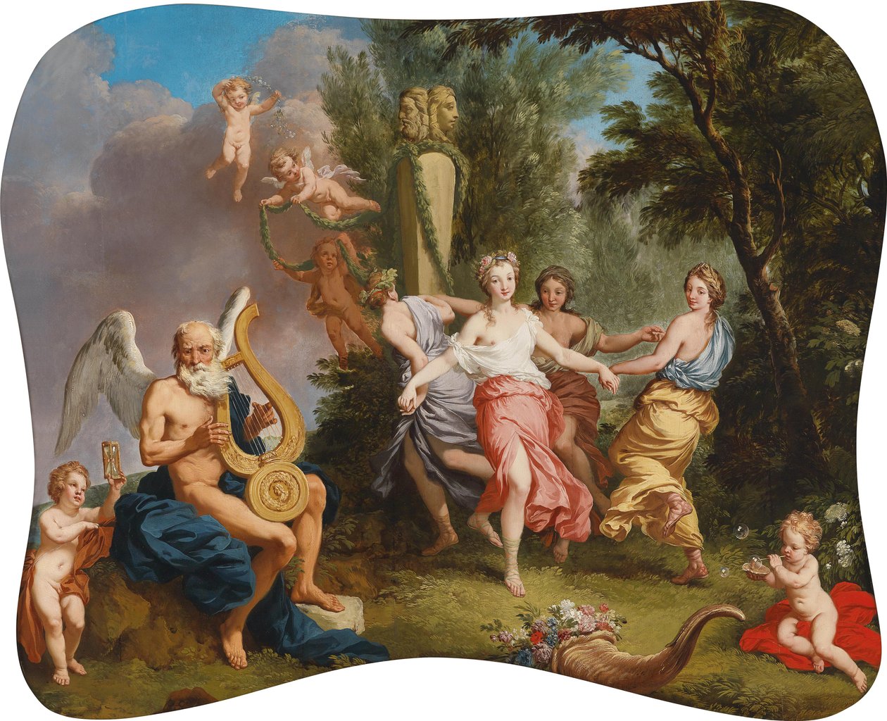 Danza a la música del tiempo de Follower of Laurent de La Hyre