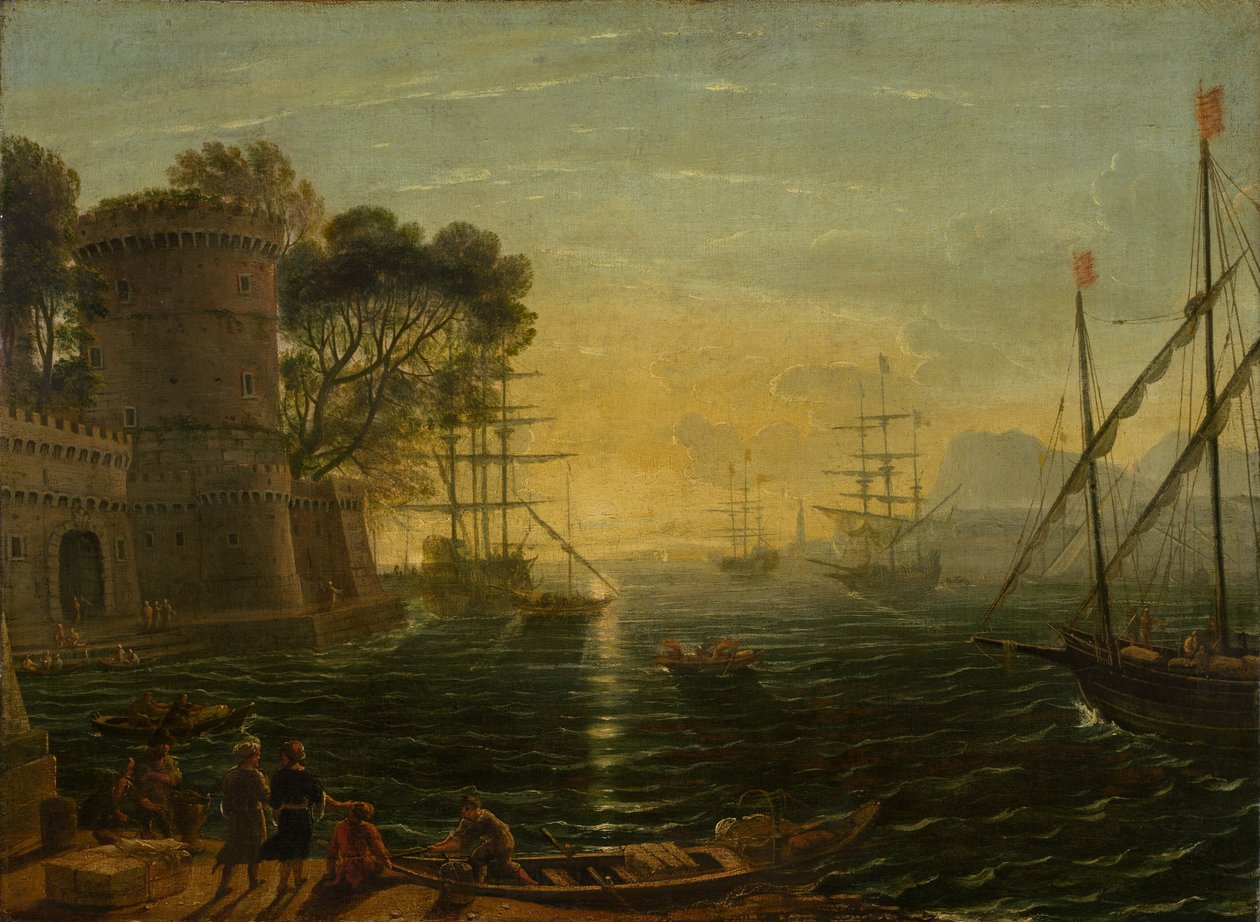 Puerto al Atardecer de Follower of Claude Lorrain