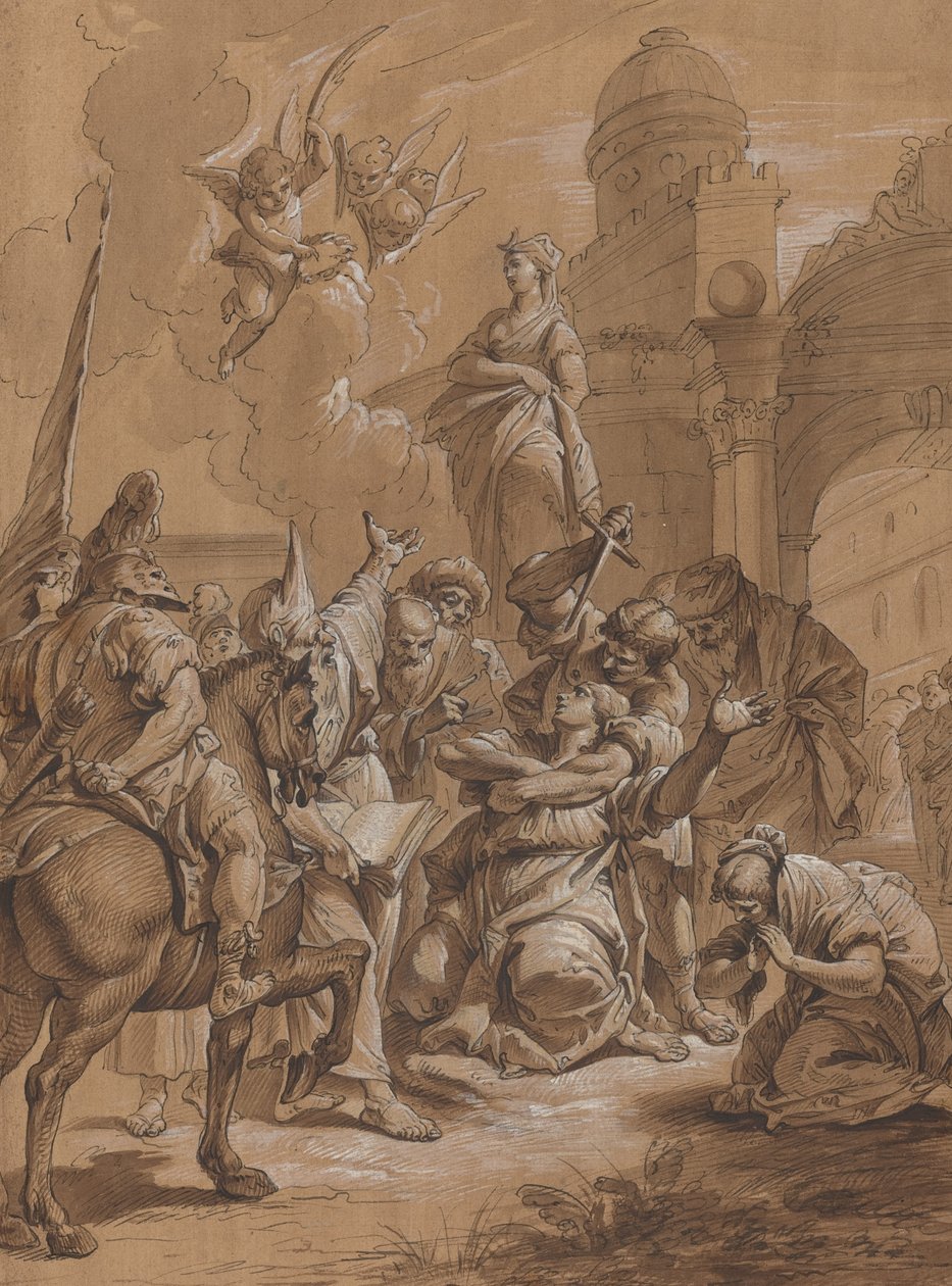 Martirio de una santa de Follower of Francesco Fontebasso