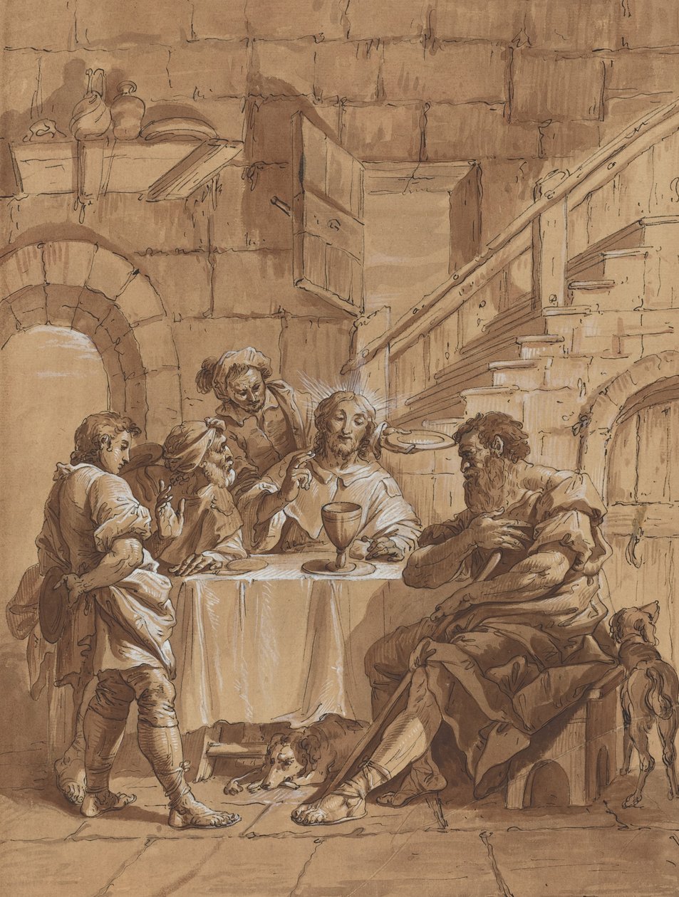 Cena en Emaús de Follower of Francesco Fontebasso