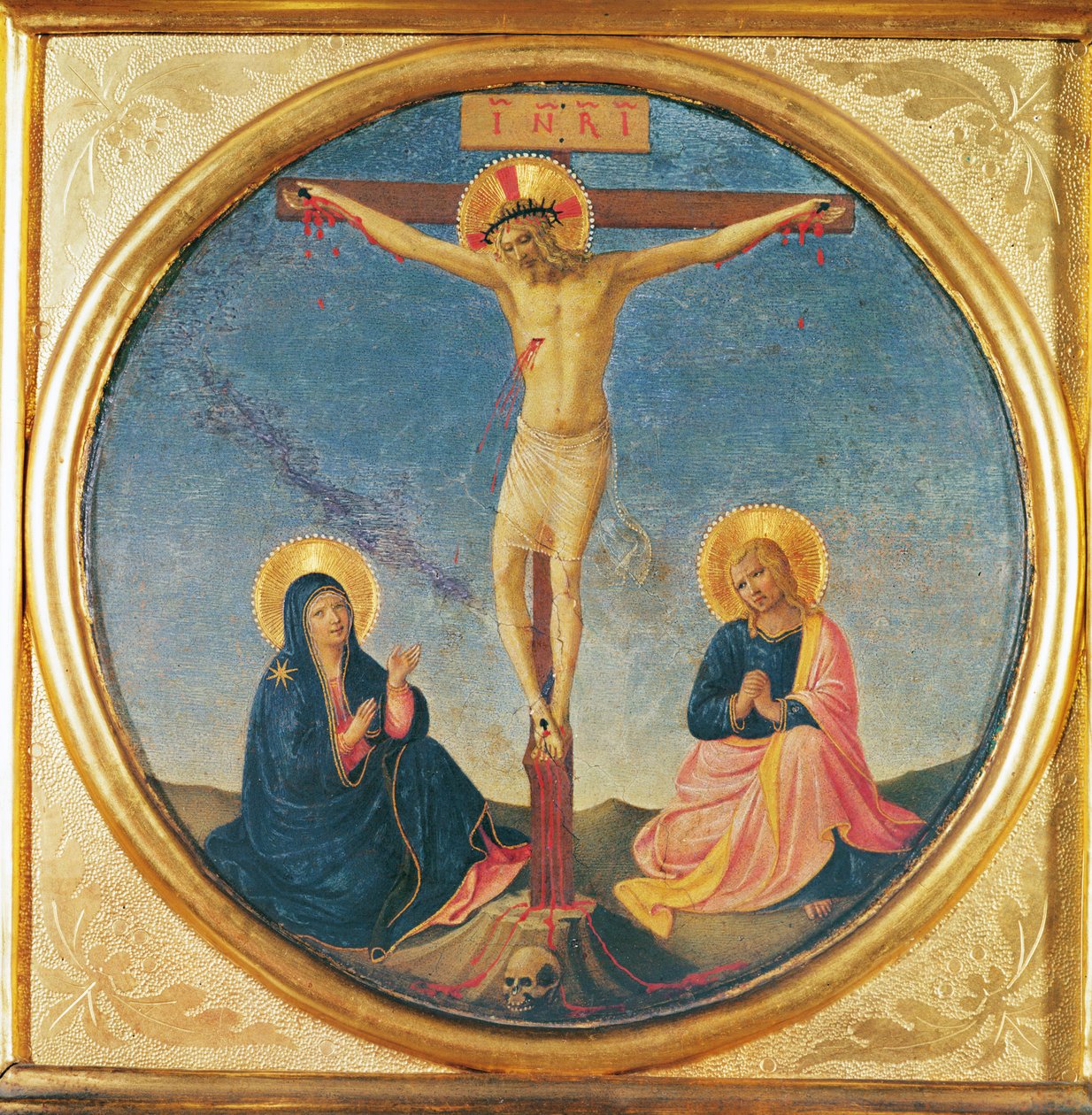 Cristo entre la Virgen y San Juan, o la Pequeña Crucifixión (tondo), c.1395 de Fra Angelico