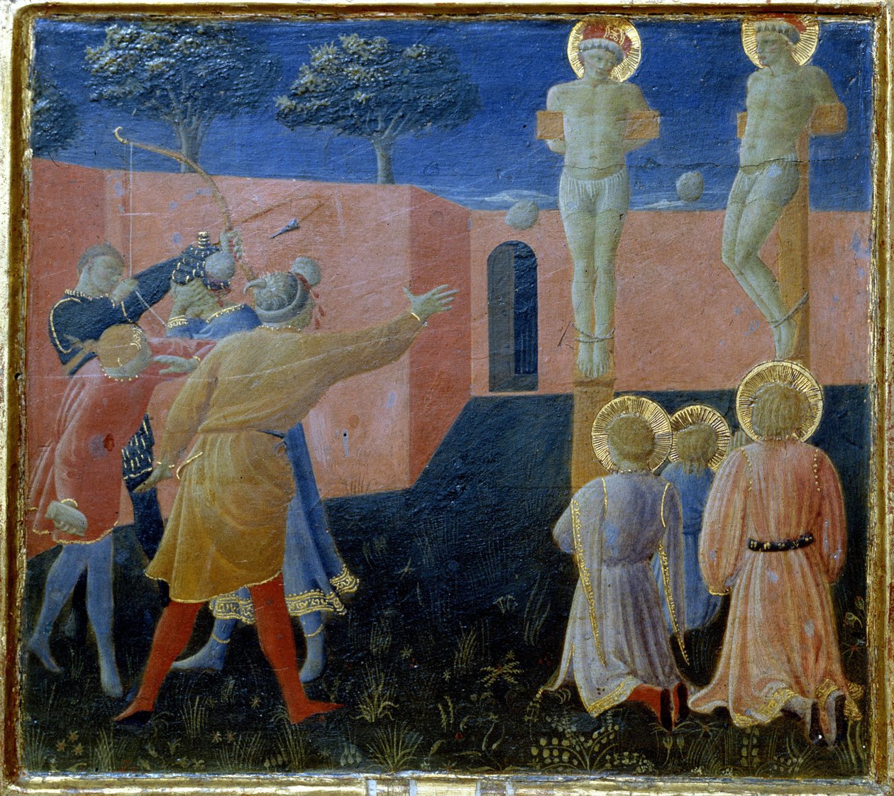 Crucifixión y lapidación de San Cosme de Fra Angelico