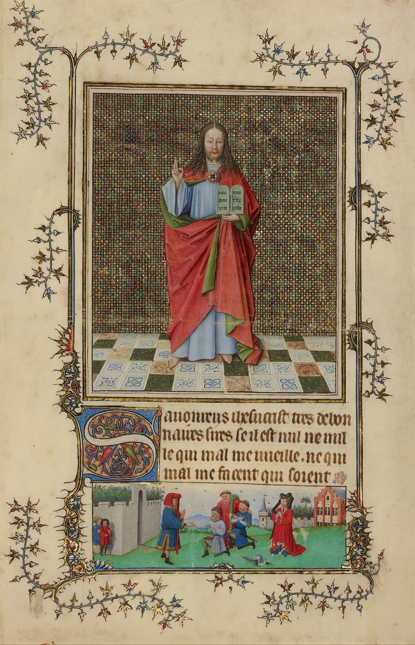 Cristo bendiciendo, miniatura extraída del Libro de oración de las Très Belles Heures de Notre-Dame de Français