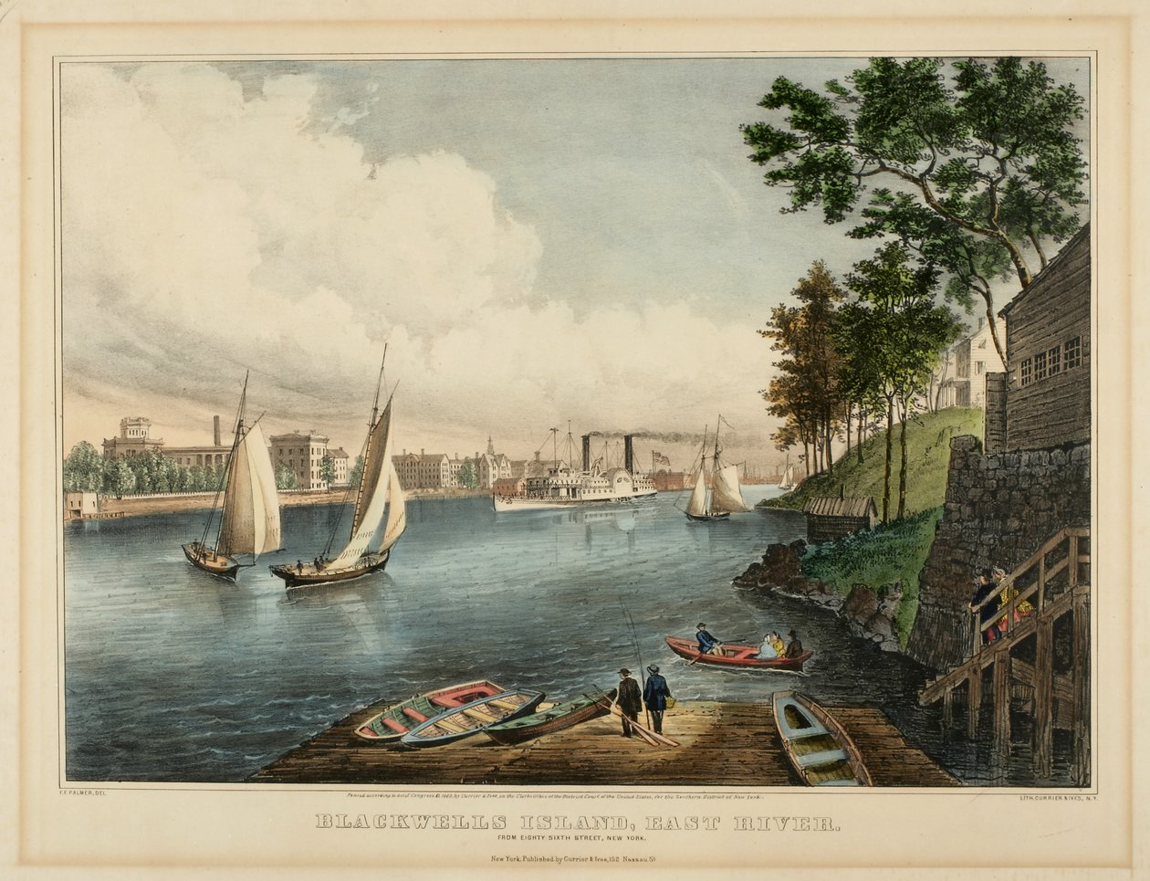 Isla Blackwells, East River. Desde la calle Ochenta y Seis, Nueva York, 1862 de Frances Flora Bond Palmer