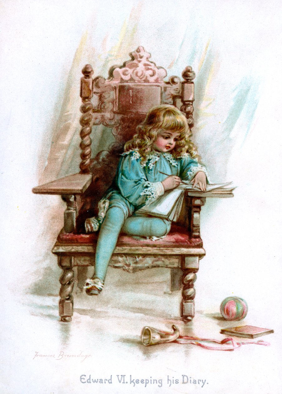 Eduardo VI, escribiendo su diario, 1897 de Frances Brundage
