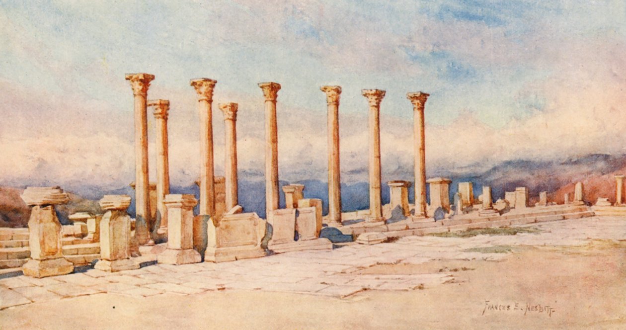 El Foro, Timgad (litografía en color) de Frances Nesbitt