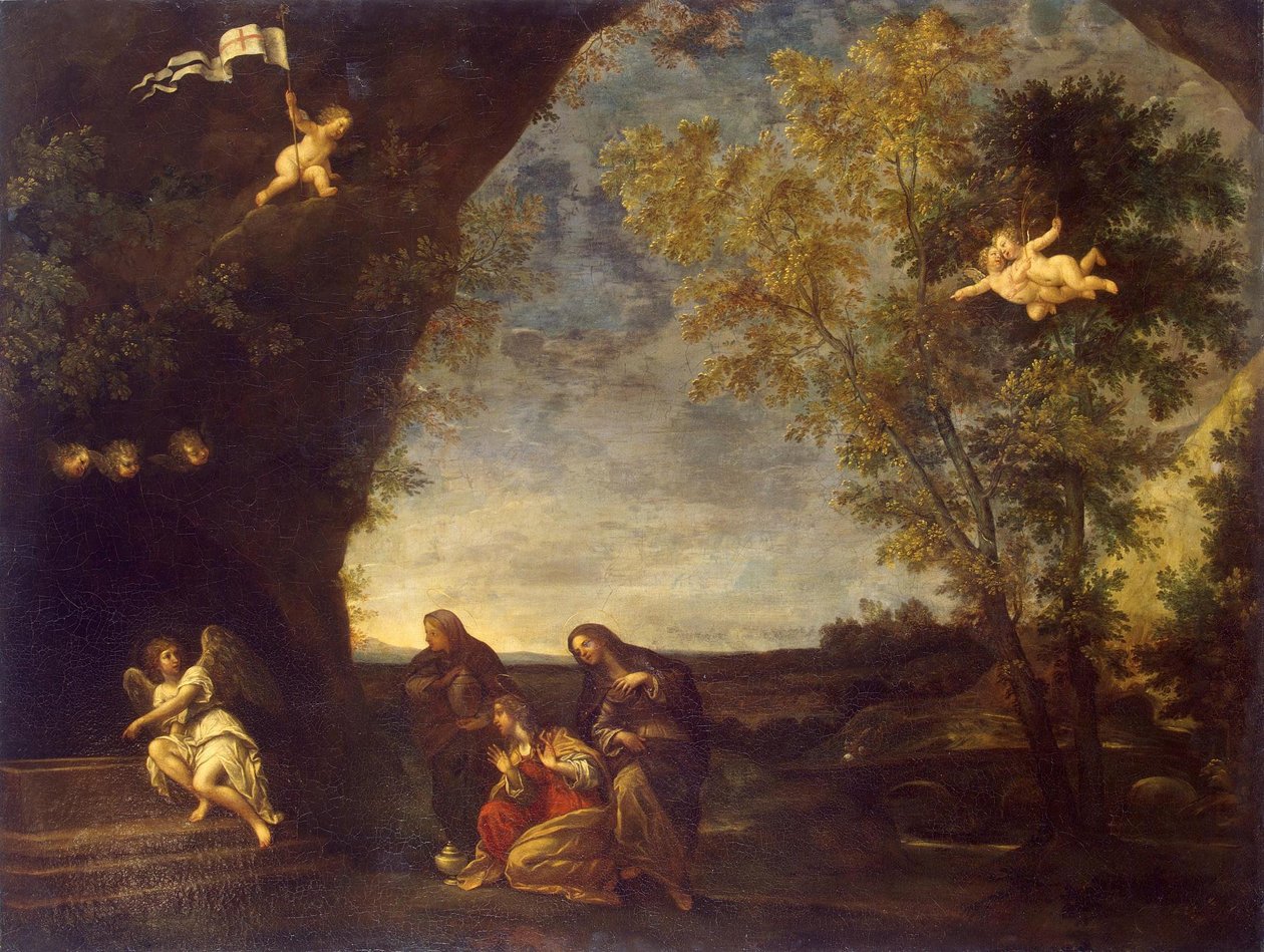 Santas mujeres en la tumba de Cristo de Francesco Albani