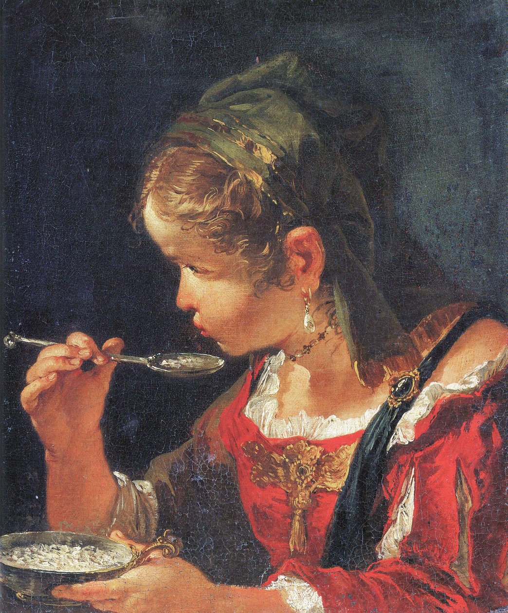 Niña comiendo papilla de Francesco Fontebasso
