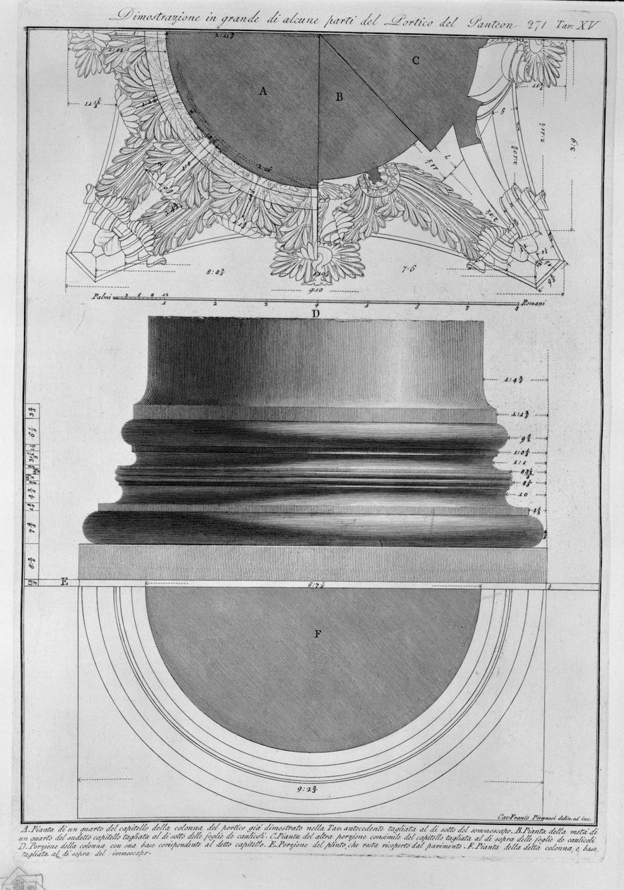 Demostración en grande de algunas partes del Pórtico del Panteón de Francesco Piranesi