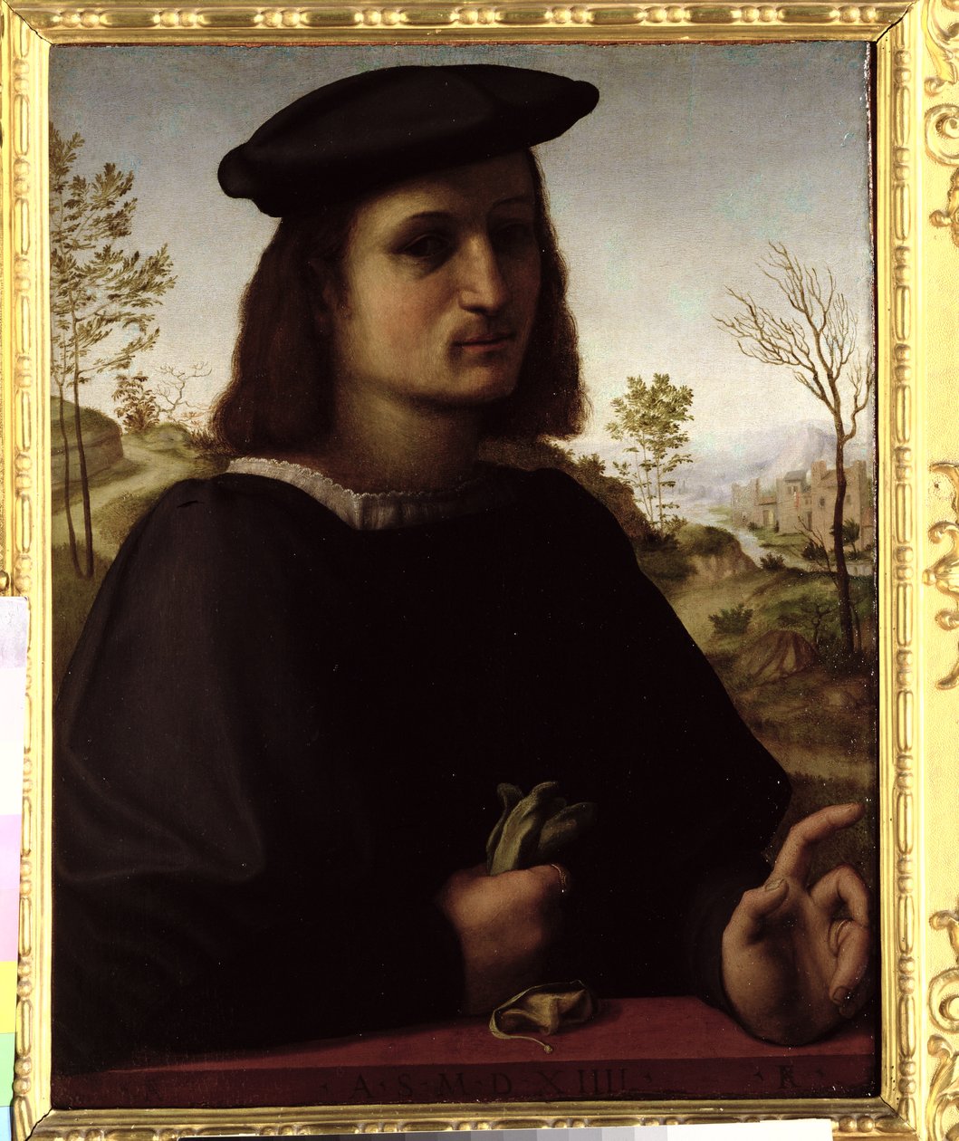 Retrato de un joven con guantes de Francesco di Cristofano Franciabigio