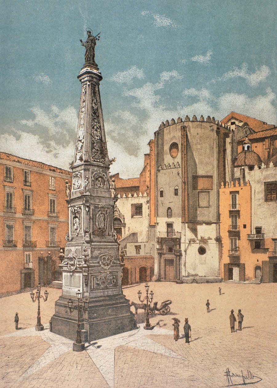 Plaza de San Domenico Maggiore, en Nápoles de Francesco Aversano