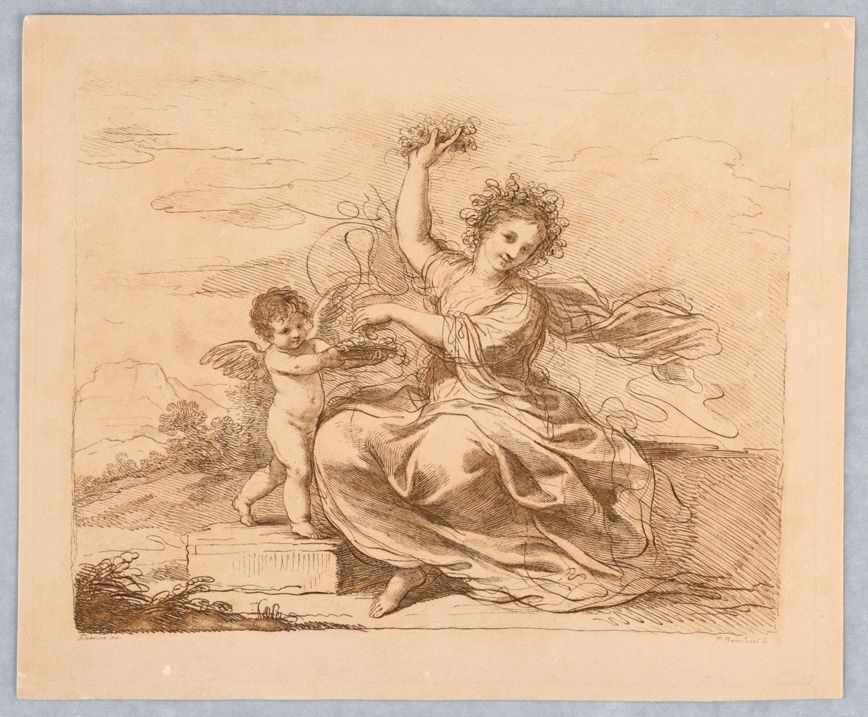 Flora, con un Cupido de Francesco Bartolozzi
