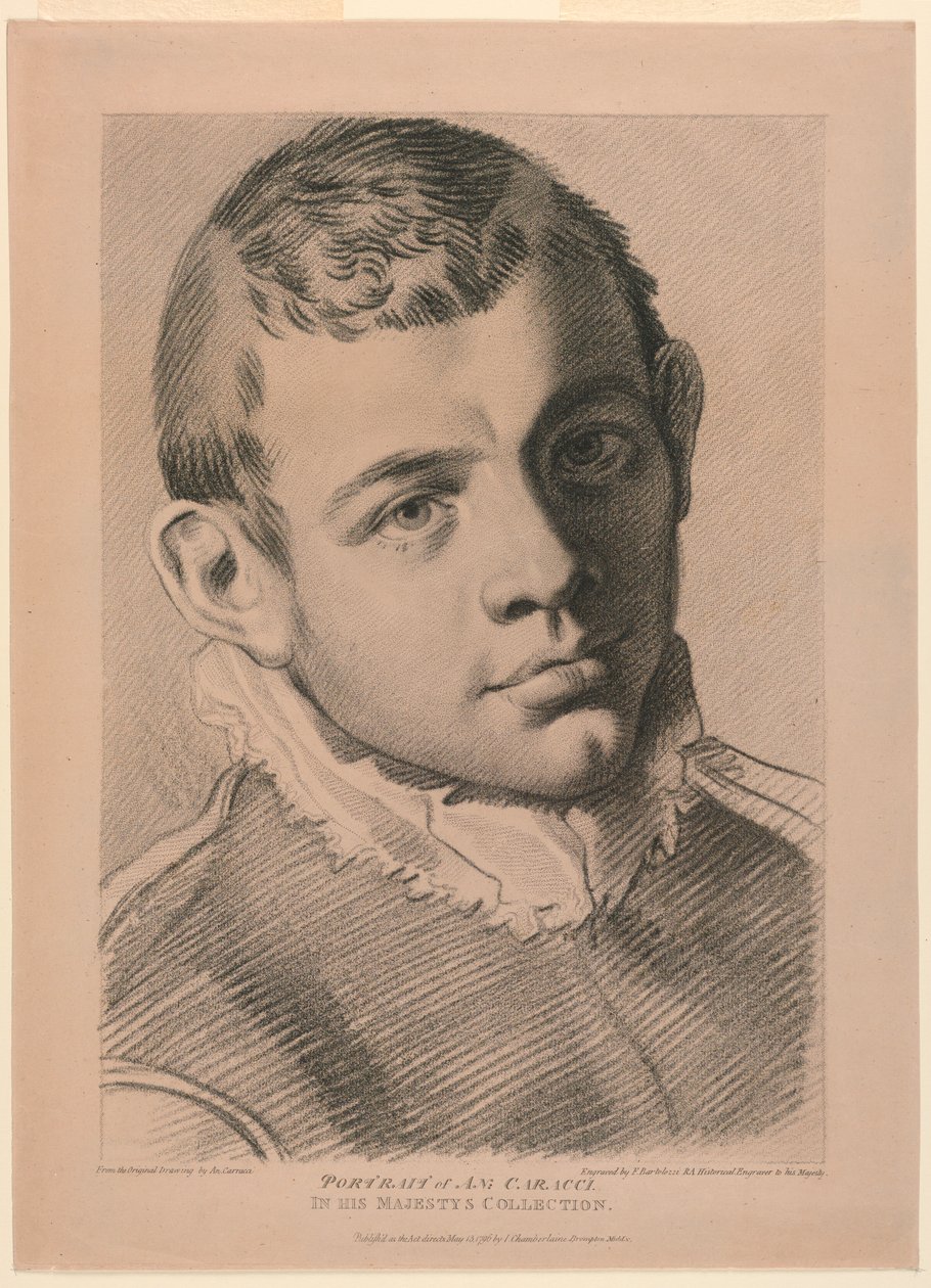 Autorretrato de A. N. Carracci de Francesco Bartolozzi