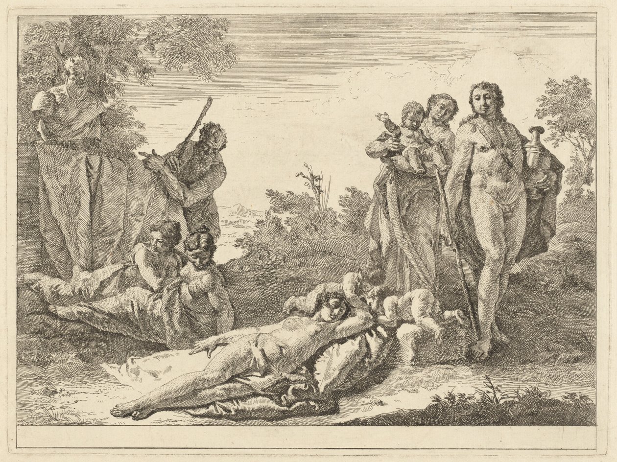 Nueve Figuras alrededor de un Herma de Pan de Francesco Fontebasso