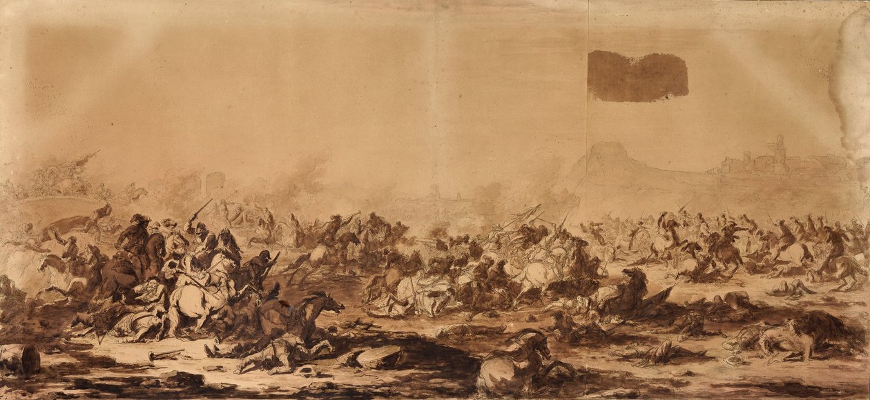 Escena de batalla (dibujo) de Francesco Giuseppe Casanova