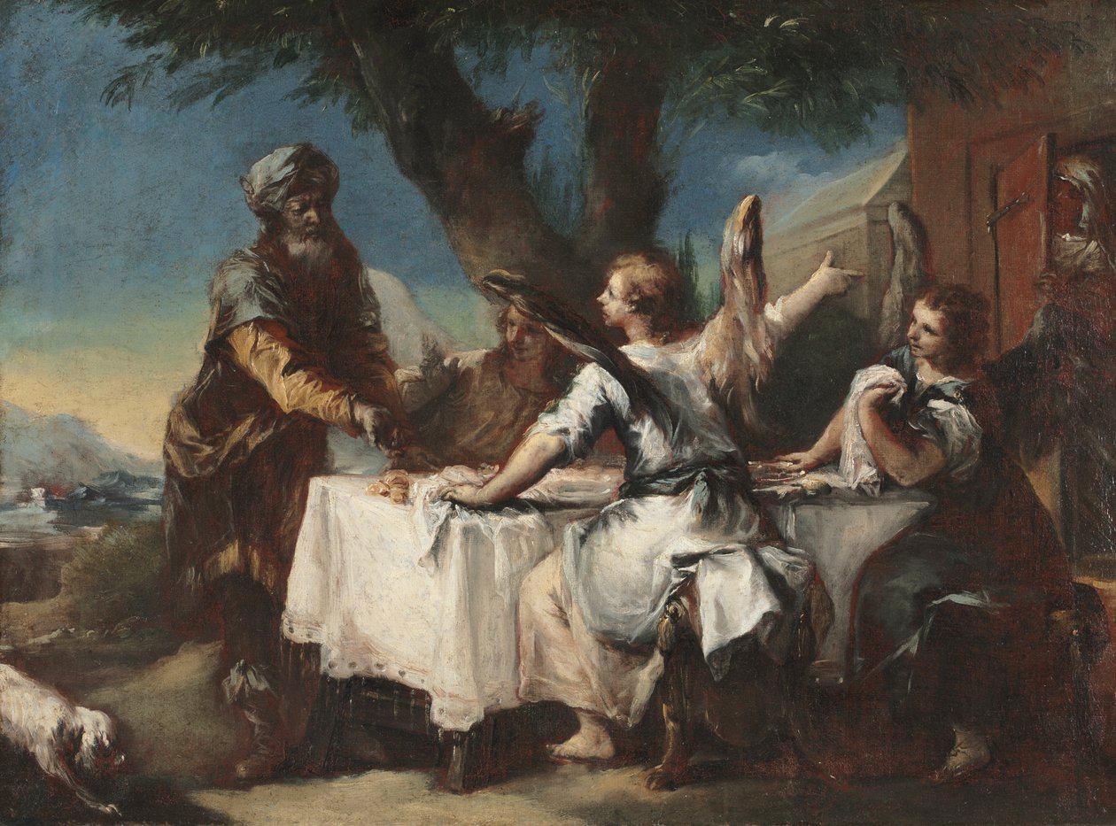 Abraham Recibiendo a los Tres Ángeles de Francesco Guardi