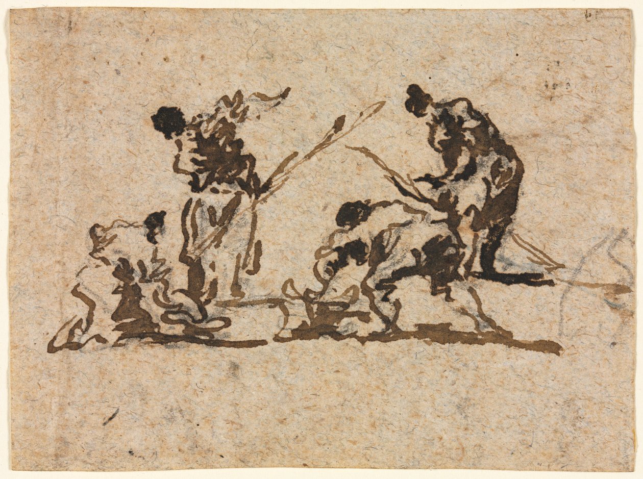 Agricultores y pescadores trabajando, siglo XVIII de Francesco Guardi