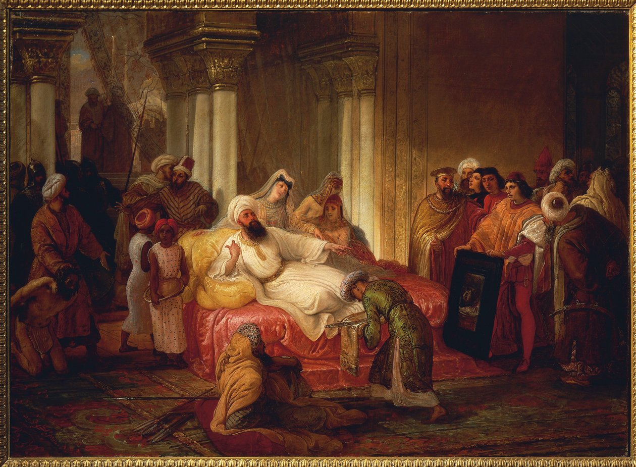 Gentile Bellini (1429-1507) y Mehmet II (1430-1481) de Francesco Hayez