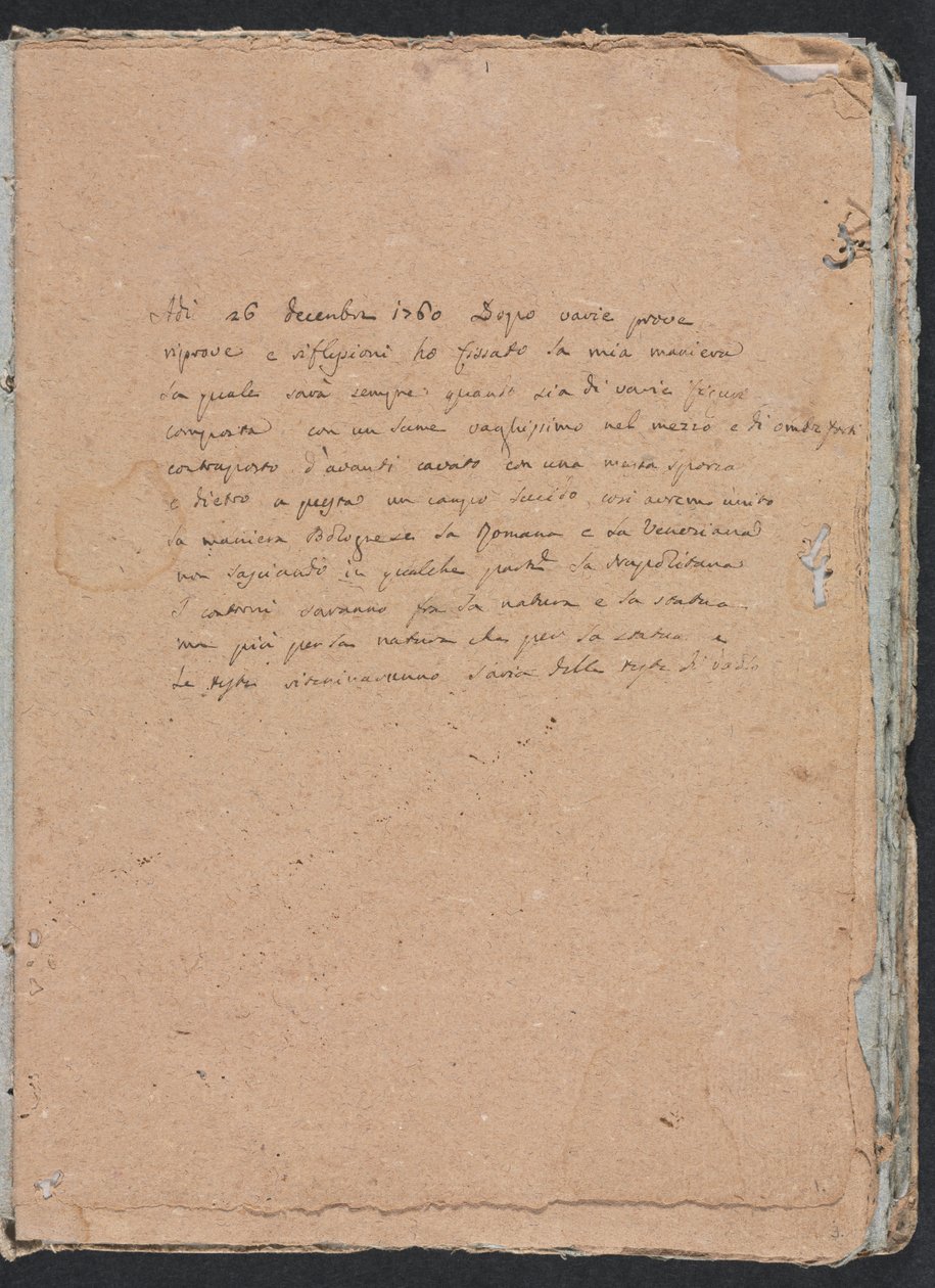 Cuaderno de Bocetos de Verona: Inscripción (página 1) de Francesco Lorenzi