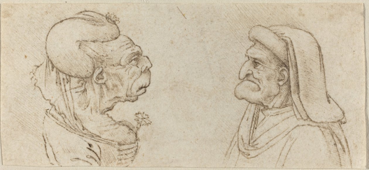 Dos Cabezas Grotescas de Francesco Melzi after Leonardo da Vinci