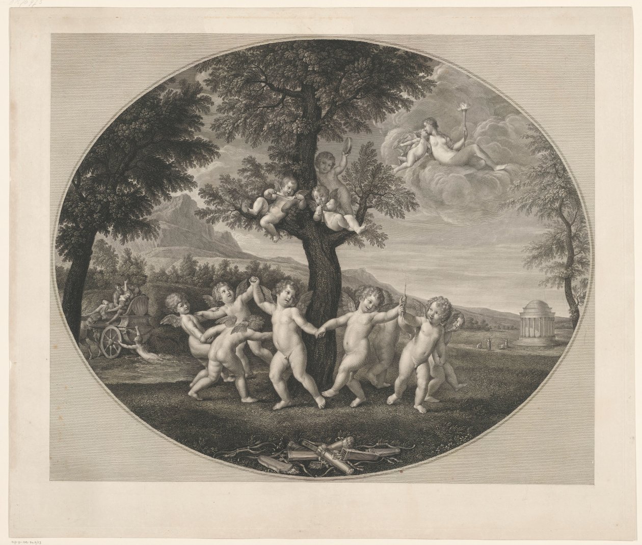 Putti bailando alrededor de un árbol de Francesco Rosaspina