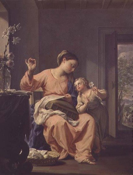 Madonna Cosiendo de Francesco Trevisani